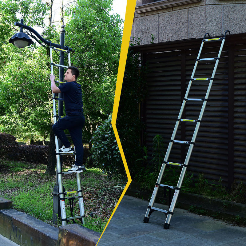 9 .5ft (about 2.9m)Telescopic ladder multi-purpose ladder