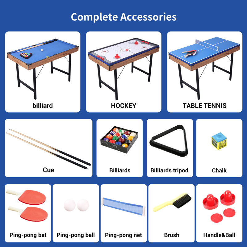 TALLO 48" 3-in-1 Folding Billiard/pool Table Multi-game Table