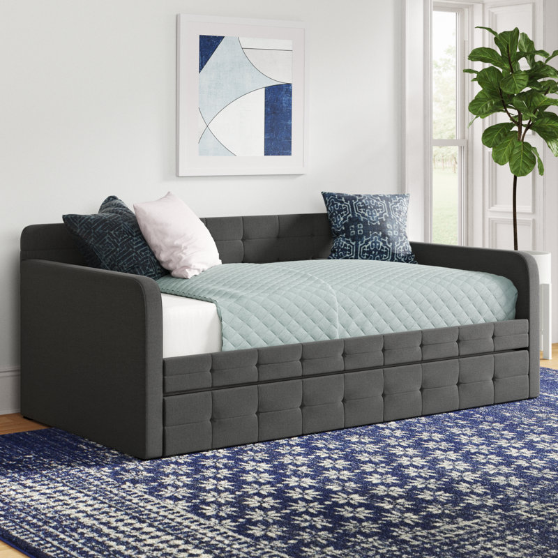 Lit de jour simple avec couchette Chandell, Gris