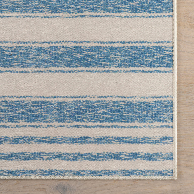 Vion Coastal Striped Machine Washable Rug, Rectangle 4' x 6'