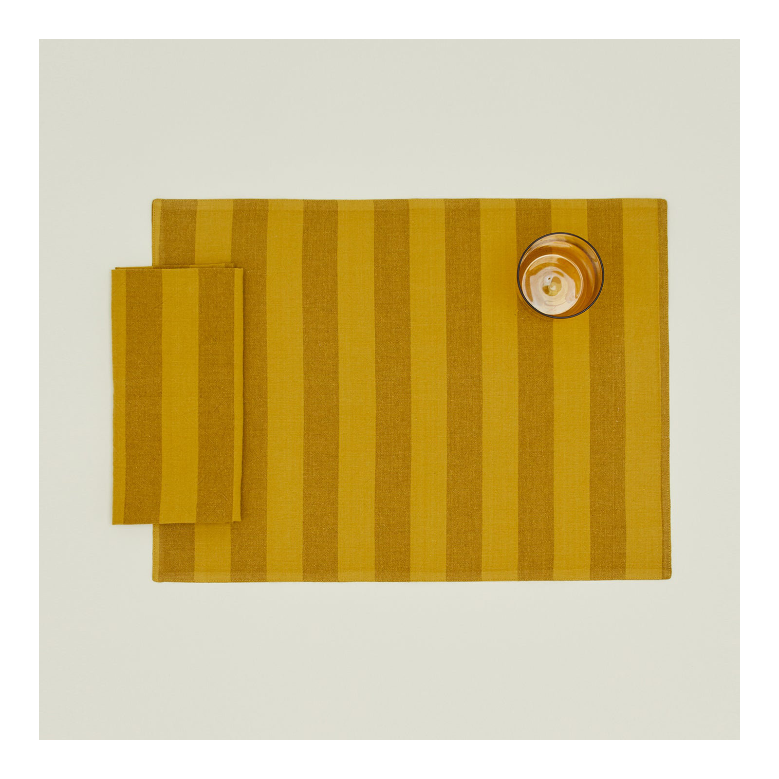 Essential Striped Placemat - Set Of 4, Mustard/Bronze
