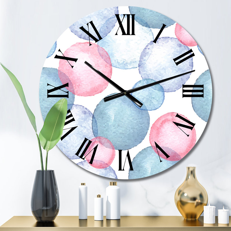 Bleu et rose - Horloge murale moderne, Petit