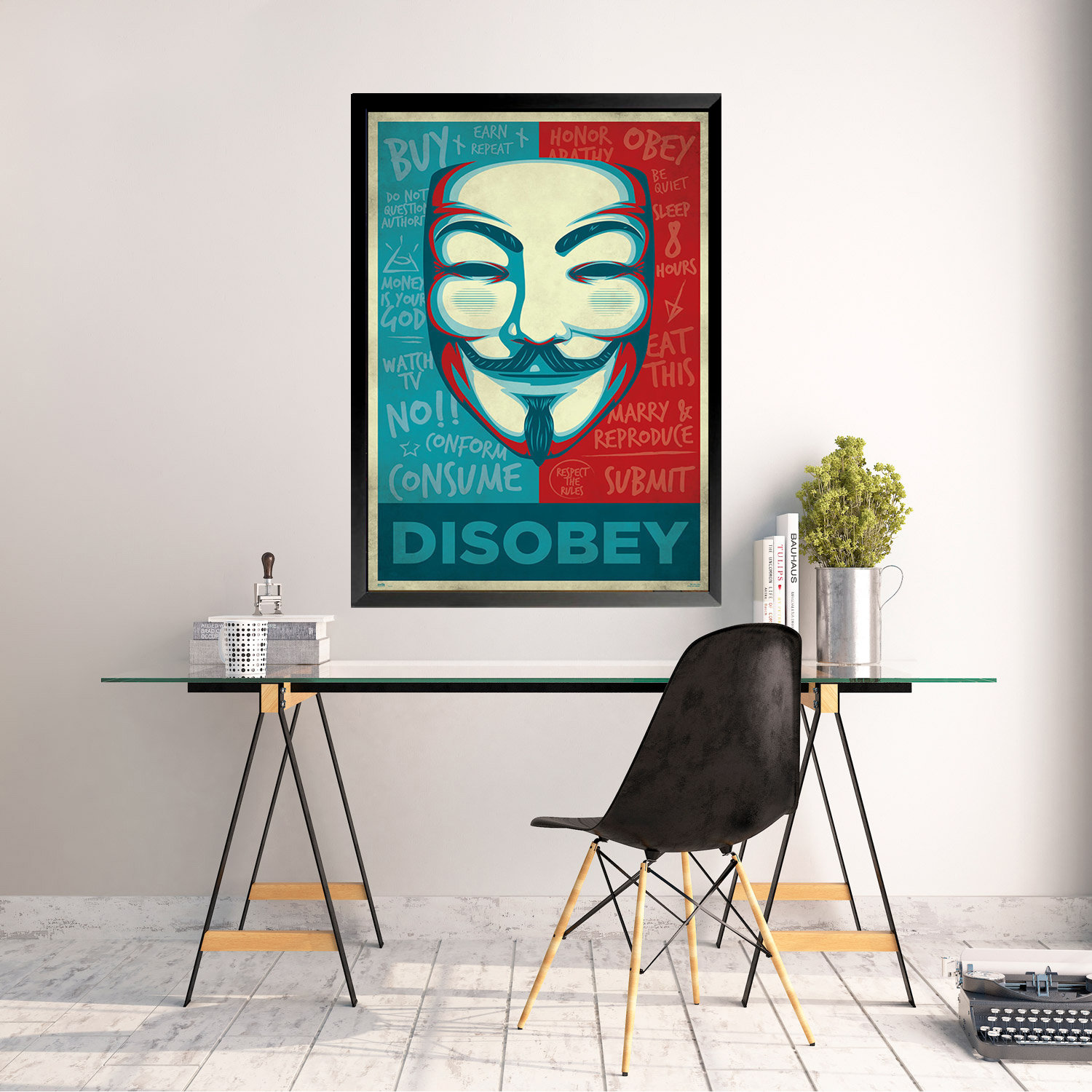 tørst industrialisere appetit Trinx FRAMED ANONYMOUS MASK DISOBEY 36x24 Art Print Poster Mask Vendetta |  Wayfair