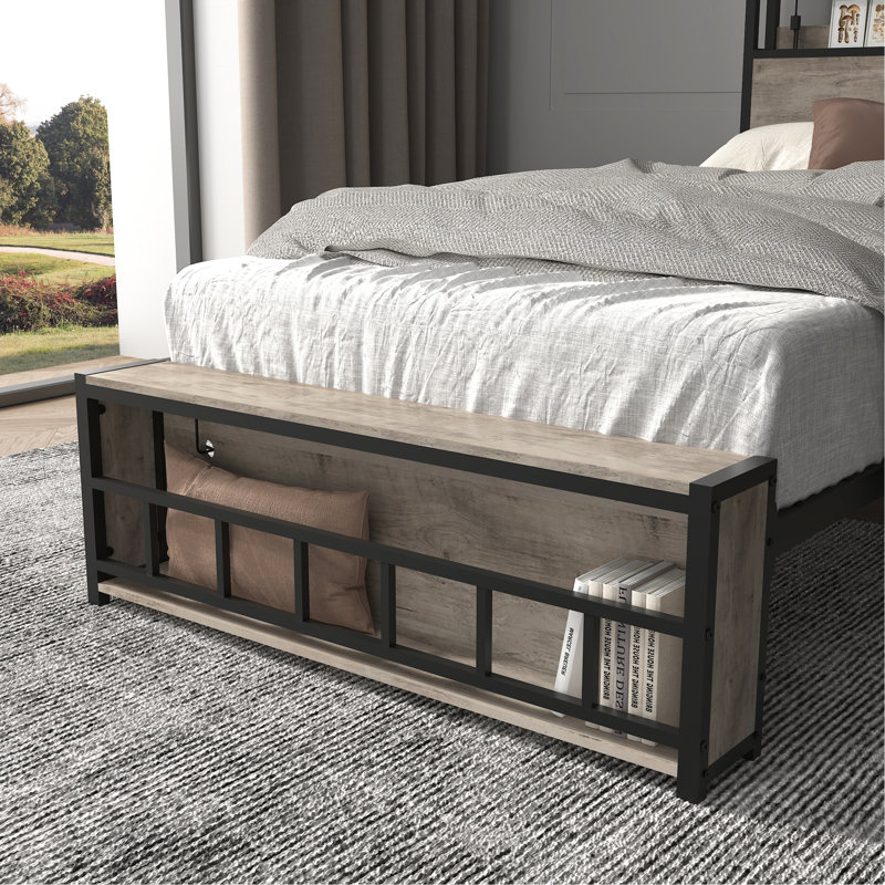 Twin Bed Frame with LED Headboard & Charging Station, Metal Platform Bed, No Box Spring Needed, for Kids/Teens/Adults