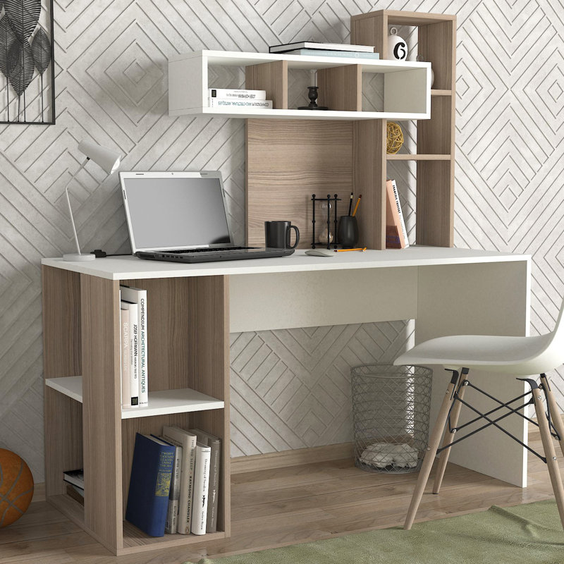 140cm W Rectangle Writing Desk, White/Cordoba
