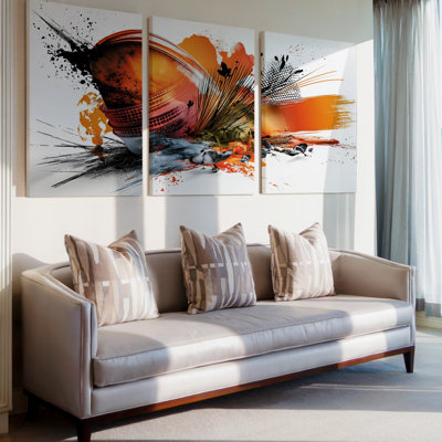 Ensemble de 3 grandes reproductions d'art géométriques abstraites contemporaines aux tons neutres, décor moderne sur toile pour le salon, la chambre à coucher, le bureau et la maison