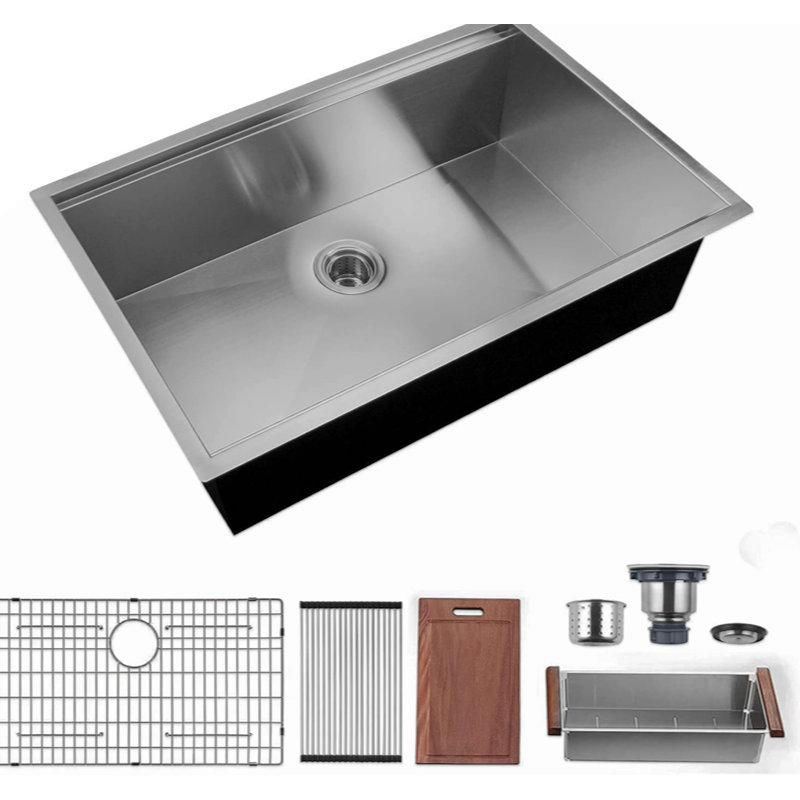 32 X 18 Inch Undermount Workstation Sink, Stainless Steel Single Bowl Kitchen Sink 18 Gauge
