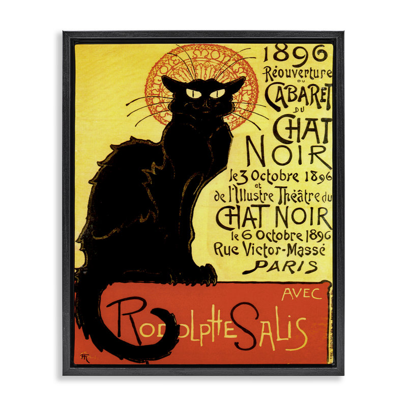 Cadre flottant rétro pour chat noir d'Halloween, design par Marcus Jules, Cadre flottant noir de jais, H 21 po x l 17 po