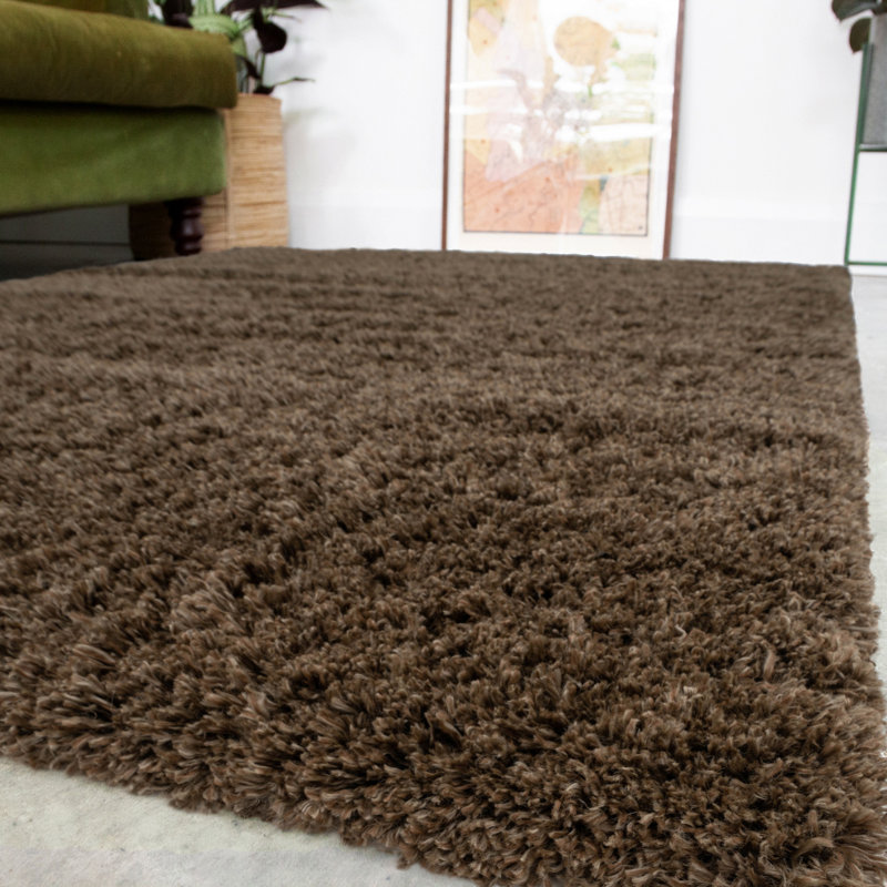 Durable Super Soft Shaggy Brown Rug, Rectangle 80 x 150cm