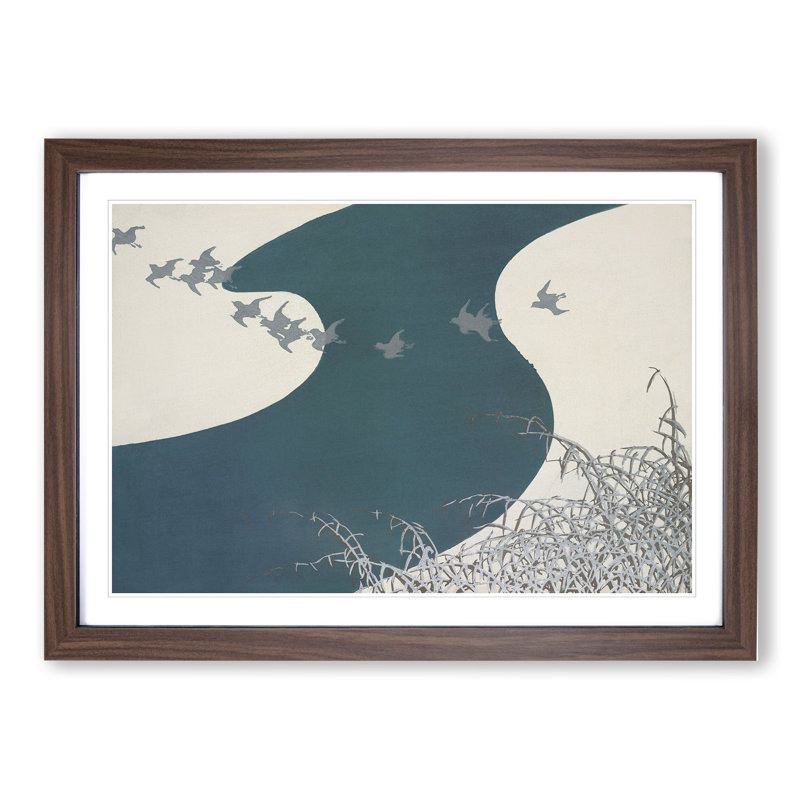 Flying Birds by Kamisaka Sekka - Framed Print, 27cm H x 36cm W x 2cm D, Walnut Framed