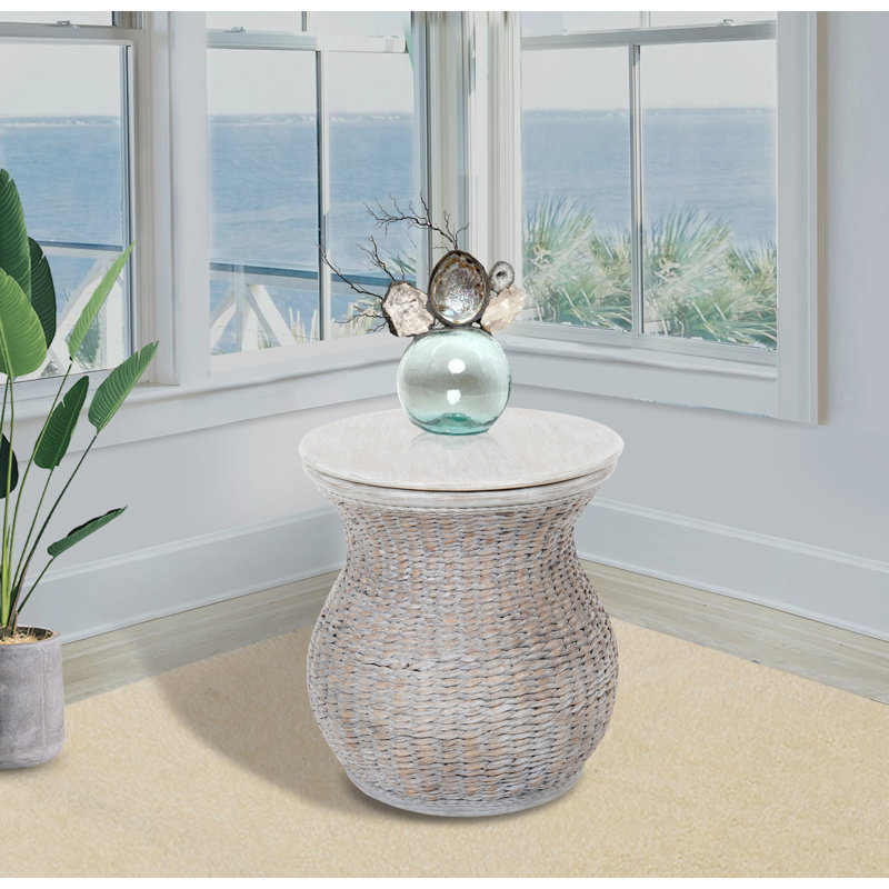 Abdouallah Solid Wood Top End Table, Rustic Driftwood