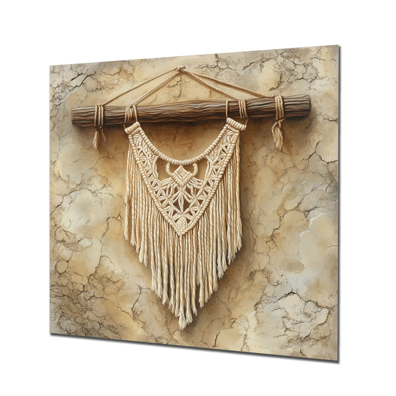 «Golden Macrame Spirit - Abstract Boho», impression bohème, L 16 po x H 16 po