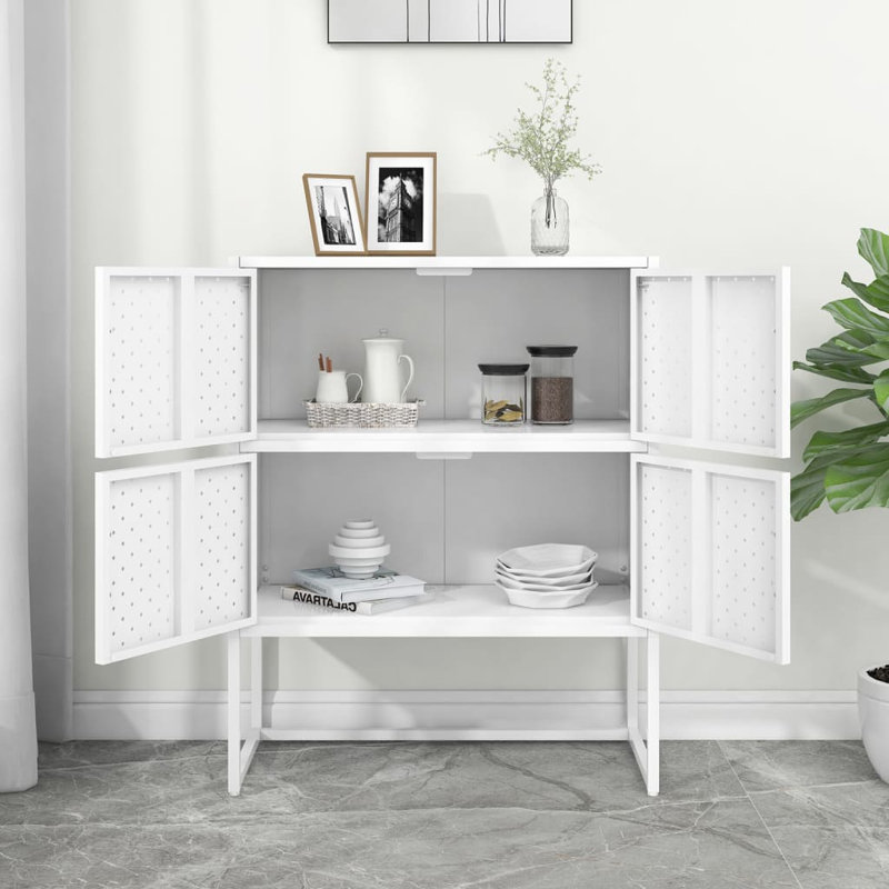 Delani Storage Cabinet Sideboard Cabinet for Entryway Bedroom Office Steel, White