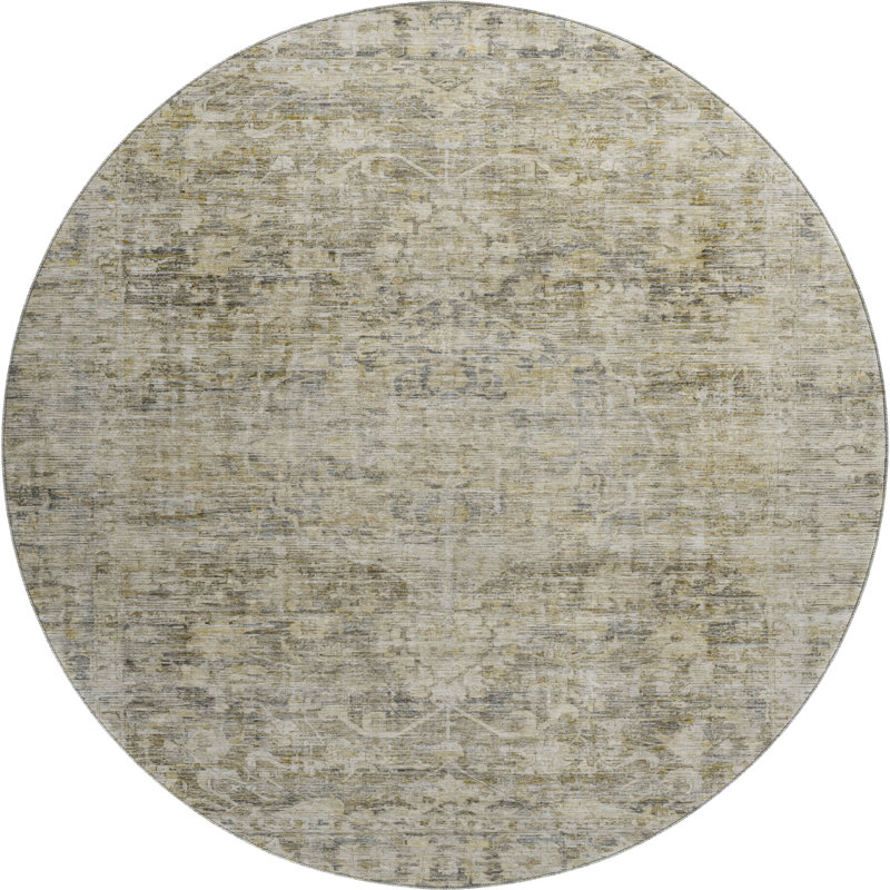 Premium Machine Washable Lubbers AMF1744 Global Rug, Round 8'