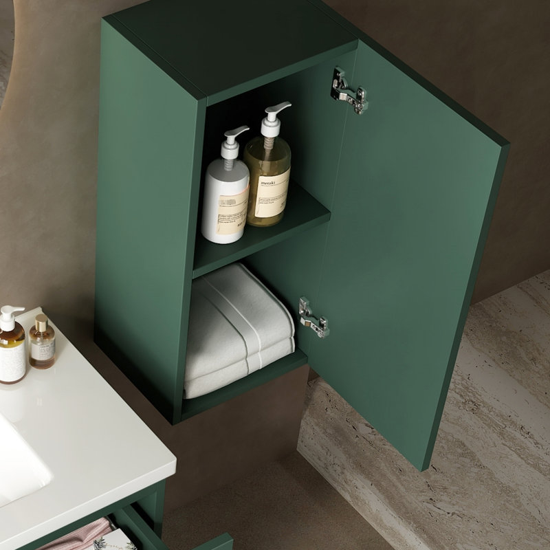 Bathroom Vanity Side Cabinet - Modern Scandinavian Design With Door And Shelf, 29.54 In. High