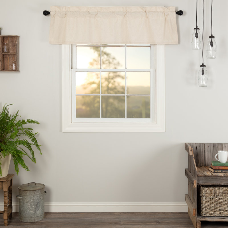 RuckeR Cotton Blend Tailored Window Valance, 60" W x 16" L, Natural Cream