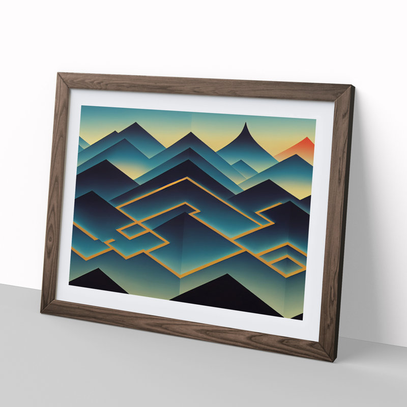 Splendorous Abstract Mountains - Framed Print, 46cm H x 64cm W x 2cm D, Walnut