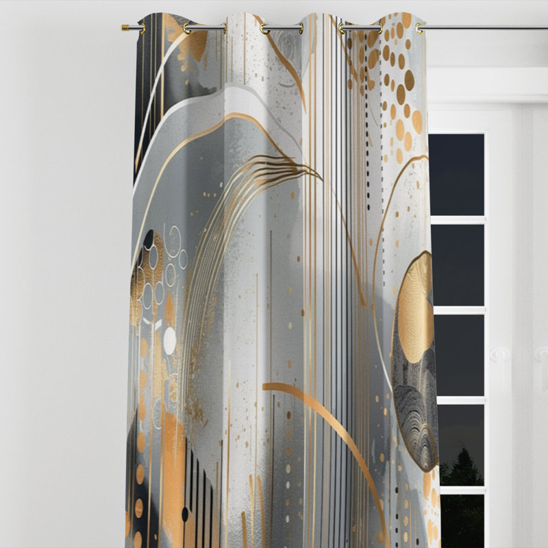 Chapdelaine - rideau occultant à œillets en marbre abstrait - 1 panneau, L 52 po x L 108 po, Œillets dorés