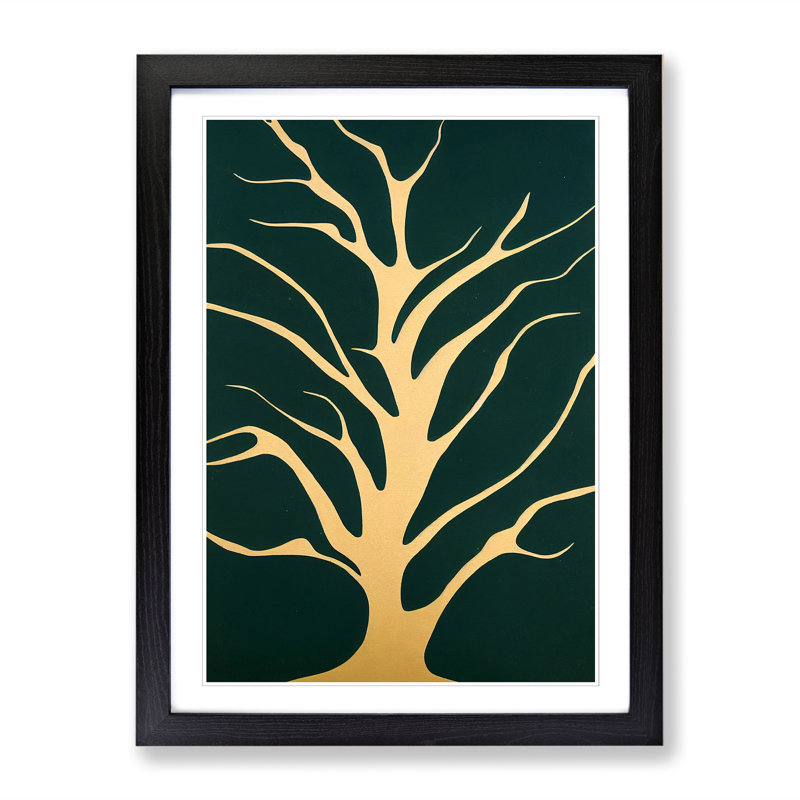 Tree Mid Century 1 Piece Single Picture Frame Wall Art, 46cm H x 34cm W x 2cm D, Walnut
