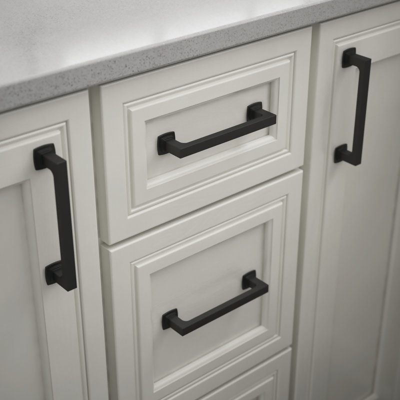 Matte Black Brass Bar Pulls with Mounting Hardware, Set of 10
