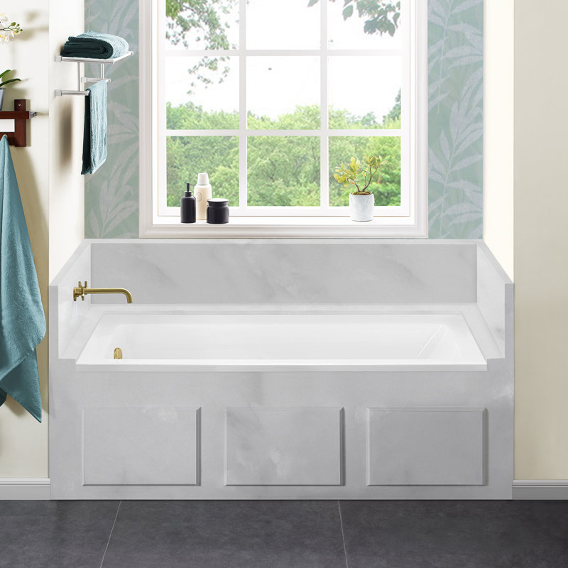Baignoire en alcôve 60 "x 30" Voltaire, Gauche, Blanc / Brun clair