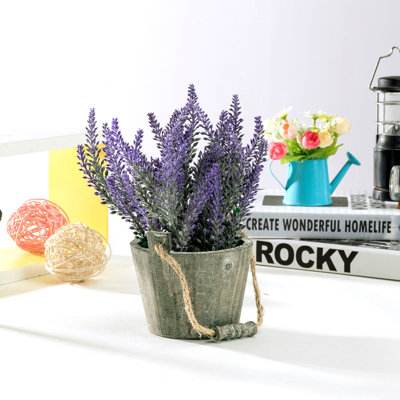 6.7'' Faux Herbs Plant in Wood Pot