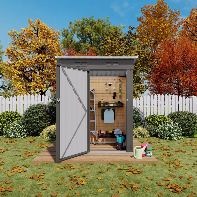 5X3 FT Metal Outdoor Storage Shed, Tool Shed With Pitched Roof And Lockable Door Compact Metal Tool Shed