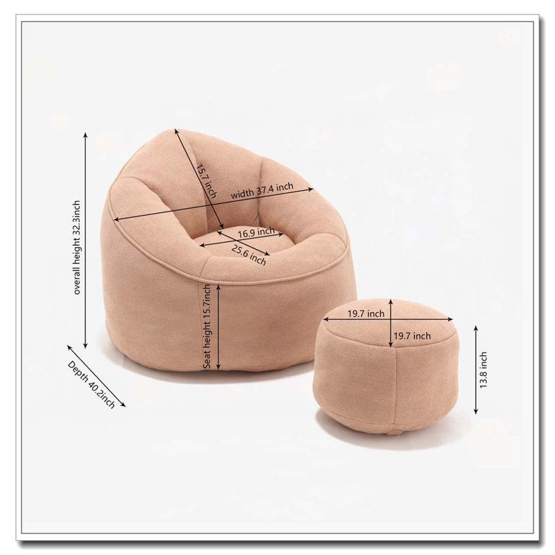 Fauteuil à billes rembourré, Tanné