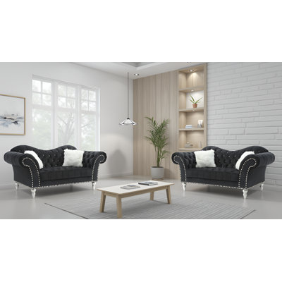 Ensemble de 2 causeuses en velours noir Zurich