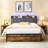 King Bed Frame With Storage Drawers And Led - Lit Headboard, Charging, Grey, No Box Spring, Quick Assembly, Modern Bedroom Decor, Metal Structure For Long Lasting, Noise Lights Remote, 2 Drawers,-720395513