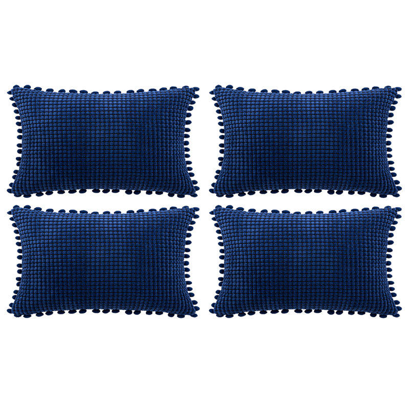  Housse de coussin rectangulaire en mélange de coton, Polyester/ Bourre en polyester, Bleu marine
