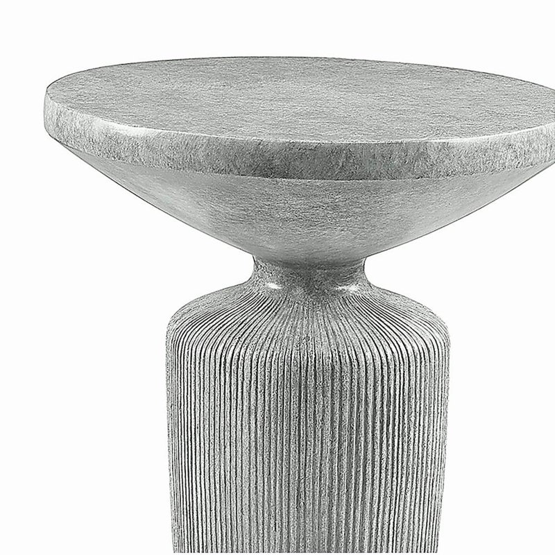 Weathered Grey End Table with Pedestal, 20.42" H x 21.01" W x 21.01" D
