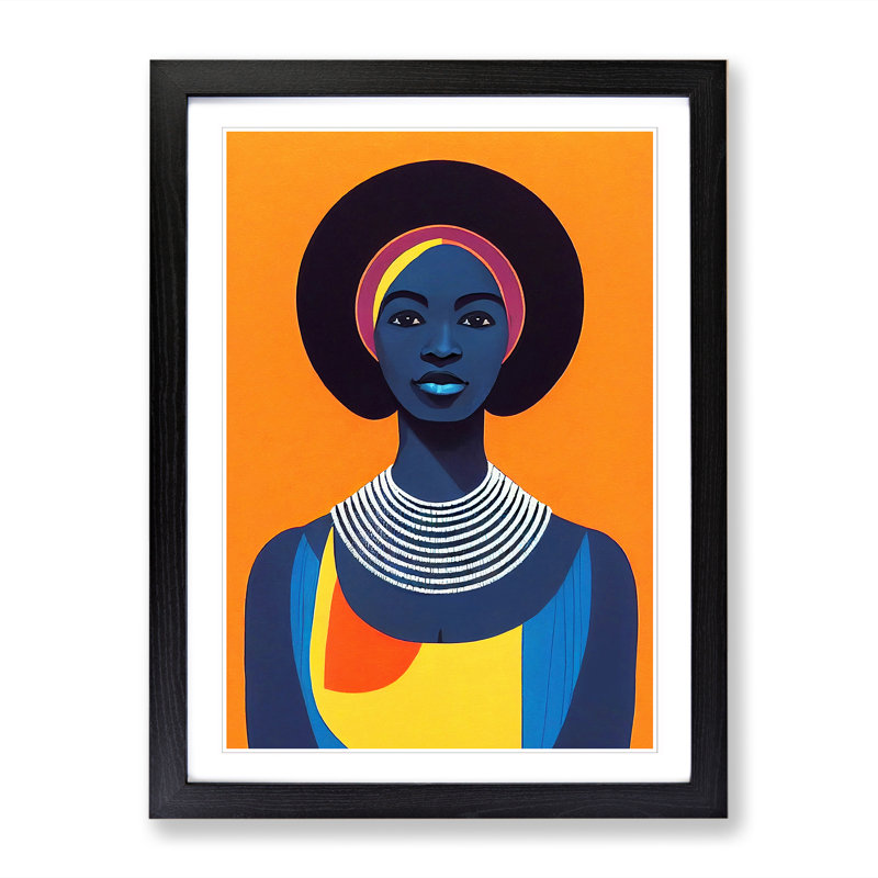 FRM-V0523-57X African Woman Vol.2 - Single Picture Frame Print, Black Framed, 34cm H x 25cm W x 2cm D