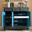 Banc de rangement bleu en bois manufacturé-909880332