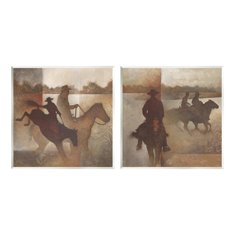 Ensemble de 2 plaques murales Rodeo Cowboy Silhouette par White Ladder
