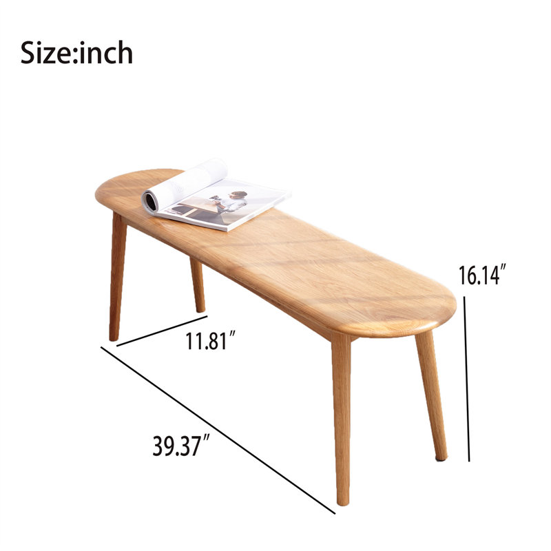 Banc en bois Loudan, H 16,14 po x l 39,37 po x P 11,81 po