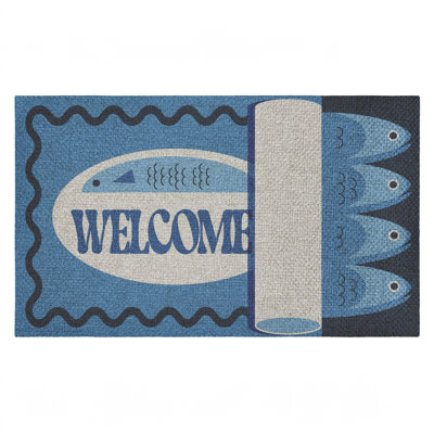 Welcome Coastal Tuna Outdoor Door Mat, design by Lil' Rue, 18"x30"