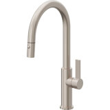 Corsano Contemporary Pull Down Kitchen Faucet with Button Sprayer High Arc Spout and FB Series Handle