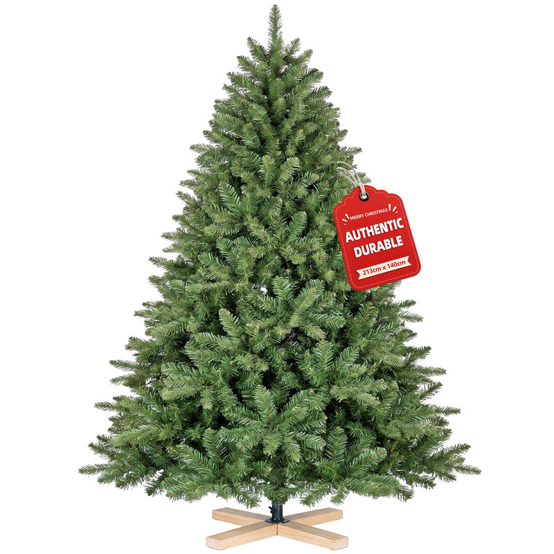 Artificial Christmas Tree with Wooden Stand, 7ft