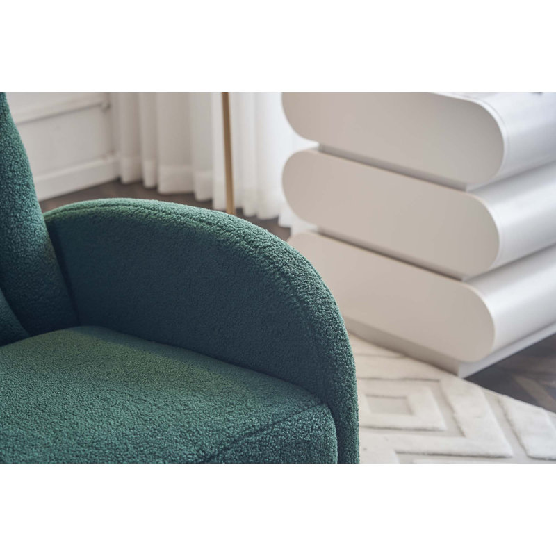 Chaise berçante en coton et lin, Vert 1