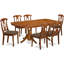 7 Piece Set Consist of a Rectangle Kitchen Table with Butterfly Leaf and 6 Linen Fabric Chairs, Saddle Brown