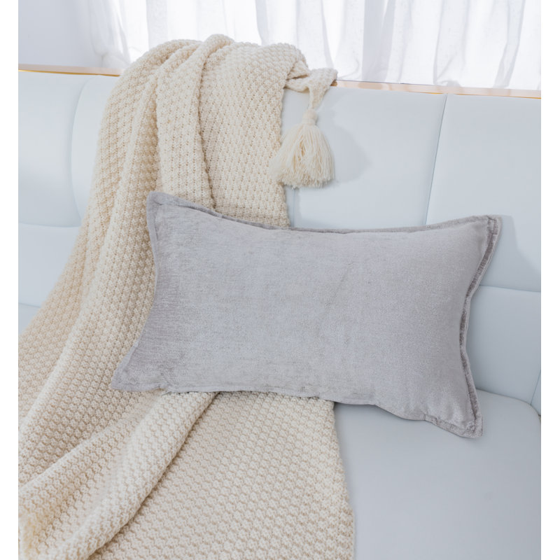Nicole Rectangular Chenille Pillow Cover & Insert, Silver