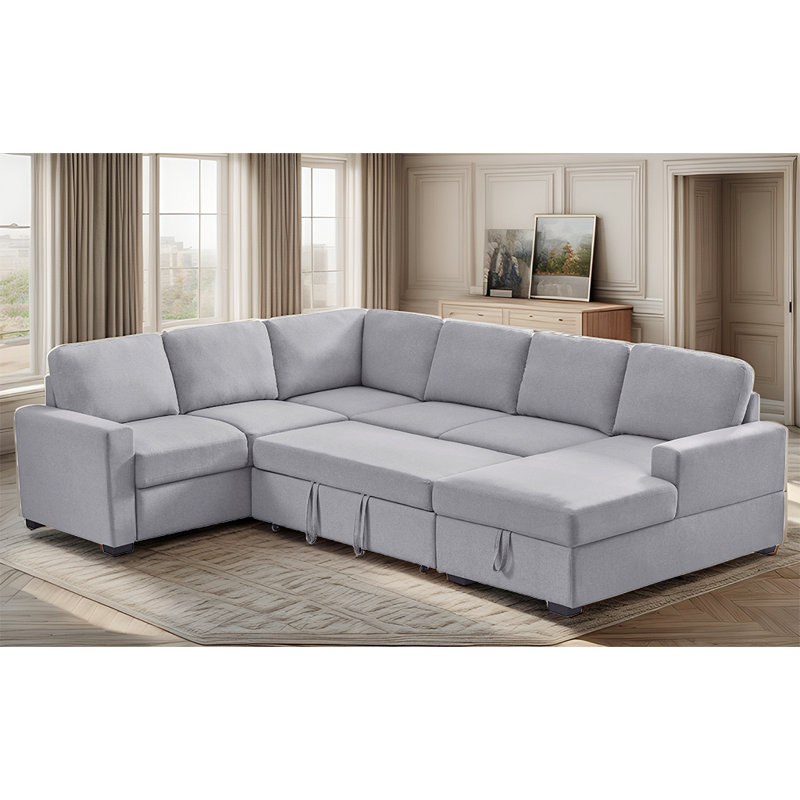 Canapé modulaire 4 pièces Calliegh, Lin gris