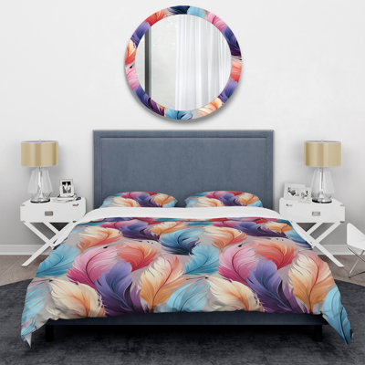 Ensemble de housse de couette en microfibre rose / bleu / rouge multicolore