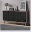Buffet Mid-Century avec pieds en bois massif et 4 portes en losange convexes pour un rangement polyvalent et une présentation élégante