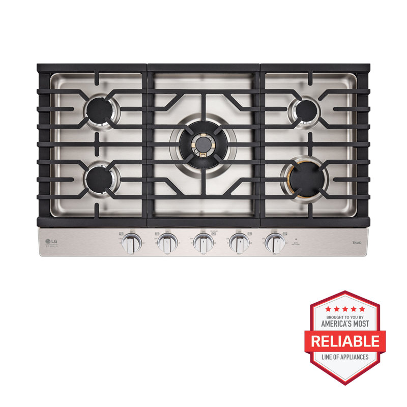 36" Natural Gas Cooktop with 5 Burners, Stainless Steel