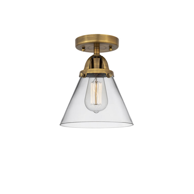 Plafonnier semi-encastré en verre à DEL, H 9,5 po x l 7,75 po x P 7,75 po, Transparent, Laiton brossé