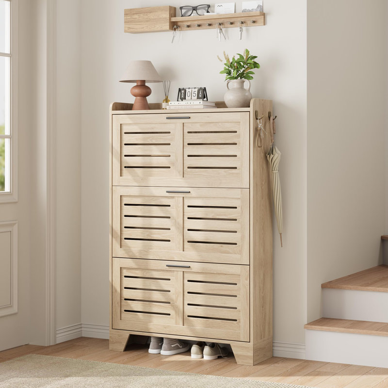 Armoire de rangement pour chaussures GarveeHome, Bois naturel