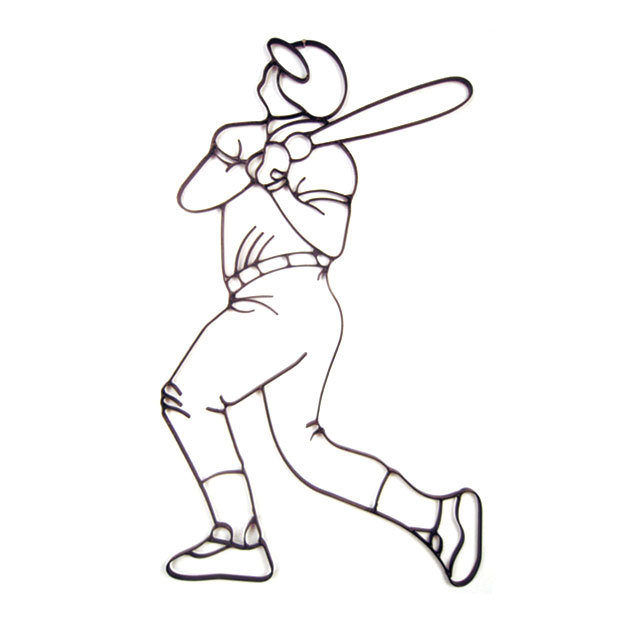 Décoration murale baseball en métal batte