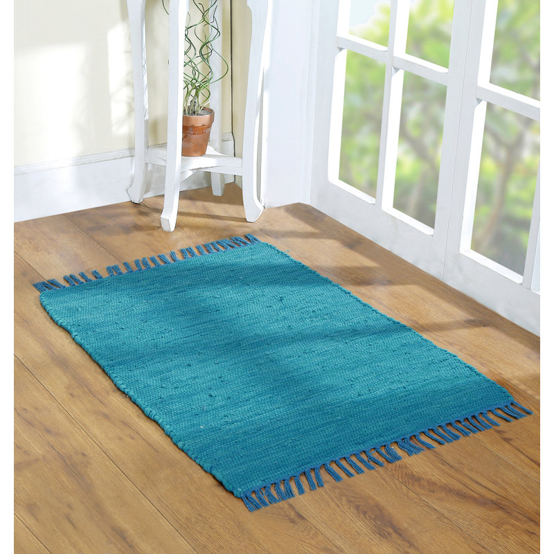 Tapis en coton fabriqué à la main 24 x 36 po - 2 x 3 po lavable, réversible, avec pampilles pour le salon et le vestibule